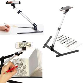 img 2 attached to 📚 Adjustable Tabletop Teaching Stand with Photo Copy Pico Projector and Overhead Phone Mount for Live Streaming, Baking Crafting Demo, Online Video, and Draw Recording