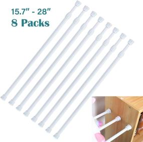 img 3 attached to 🔧 DeElf Outlet 8 Packs Small Adjustable Tension Rods 16-28 inch for RV Refrigerator, Kitchen Window, Cupboard Utensils, Closet, Cabinet - White