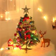 🎄 20-inch mini christmas tree: tabletop artificial holiday tree with led string lights, ornaments - ideal diy desk xmas tree for christmas decor, home décor, dining table логотип