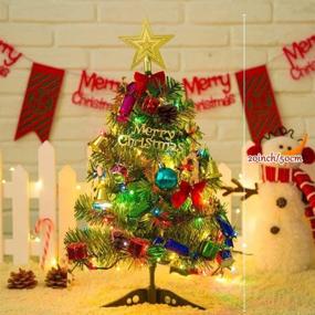 img 1 attached to 🎄 20-Inch Mini Christmas Tree: Tabletop Artificial Holiday Tree with LED String Lights, Ornaments - Ideal DIY Desk Xmas Tree for Christmas Decor, Home Décor, Dining Table