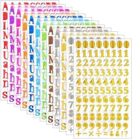 img 3 attached to 🎨 Vibrant 12 Sheet Alphabet and Number Sticker Set - Perfect for Crafts, Greeting Cards, and Scrapbooking - Self Adhesive PU Shiny Stickers in Golden and Silver for Home Decoration