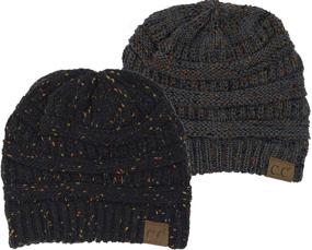 img 4 attached to 🎉 Confetti Knit Slouchy Skullcap 2 Pack Bundle - Funky Junque Beanie Hat for Women