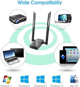 img 2 attached to High Performance AC1300 USB WiFi Adapter for Extended Range, Dual Band 2.4GHz/5GHz Wireless 📶 USB 3.0 Network Card for Laptop Desktop PC, Compatible with Windows 7/8.1/10/XP/Vista, Mac OS X10.6-10.15