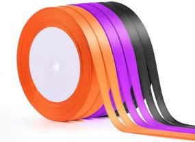 img 2 attached to 🎃 Halloween Double Face Curling Satin Ribbon - Coopay 6 Rolls, 2/5 Inches x 150 Yards, for Gift Wrapping, Balloon Decoration, Halloween Party Favors (Orange, Black, Purple)
