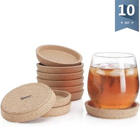 img 3 attached to 🍵 Sweese 241.101 Cork Coasters - 4 Inch Mugs Protection - Set of 10 | Prevent Liquid Rings, Table Stains