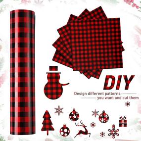 img 1 attached to Halloween Buffalo Plaid Self Adhesive Vinyl Sheet - Red and Black - 12x12 Inches (6 Pack)