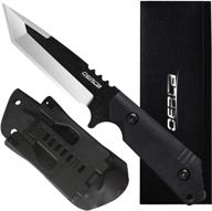 🔪 oerla tac knives olx-004 fixed blade outdoor duty straight knife - 420hc stonewashed steel field knife for camping, with g10 handle, waist clip, edc kydex sheath (black) логотип