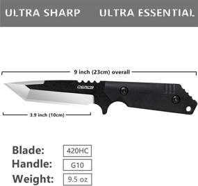 img 3 attached to 🔪 Oerla TAC Knives OLX-004 Fixed Blade Outdoor Duty Straight Knife - 420HC Stonewashed Steel Field Knife for Camping, with G10 Handle, Waist Clip, EDC Kydex Sheath (Black)