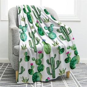 img 4 attached to 🌵 Jekeno Cactus Flower Soft Throw Blanket - Luxurious and Versatile 50"x60" Blanket for Sofa, Chair, Bed, and Office