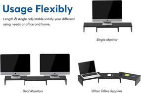 img 1 attached to Enhance Your Workspace with FITUEYES Dual Monitor Stand - Versatile 3 Shelf Computer Monitor Riser for Adjustable Length and Angle - Perfect Desk Accessories for Organized Office