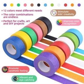 img 3 attached to 🌈 Vibrant Rainbow Colored Masking Tape for Crafts and DIY Projects - 12 Rolls, 1 Inch Wide x26.2Yards Long