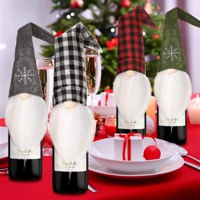 img 2 attached to 🎅 Swedish Tomte Decorative Wine Bottle Topper Cover – 9-Piece Set for Christmas Decorations (Chic Style)