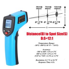 img 3 attached to Instant Read Non-Contact Thermometer - Battery Operated for Accurate Temperature Testing, Measurement & Inspection