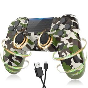 img 4 attached to 🎮 Green Camo Wireless Controller for PS4 /Pro /Slim with Smooth Joystick Control, Dual Vibration, and Precise Touch Pad - iOS/Android/PC Support