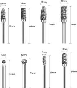 img 3 attached to 🛠️ OSIDU Carbide Burr Set: 8pcs Double Cut Solid Rotary Burr File Drill with 1/4'' Shank for Die Grinder Bits, Metal Wood Carving, Engraving, Polishing, Drilling