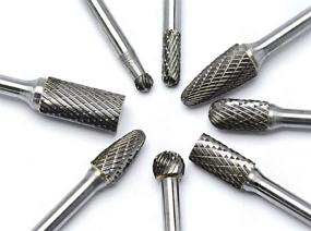 img 1 attached to 🛠️ OSIDU Carbide Burr Set: 8pcs Double Cut Solid Rotary Burr File Drill with 1/4'' Shank for Die Grinder Bits, Metal Wood Carving, Engraving, Polishing, Drilling