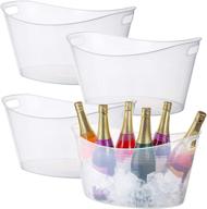 🍾 zilpoo 4 pack - large clear plastic ice bucket & drink cooler for parties, wine, beer bottles - 18 liter oval storage tub: perfect party beverage chiller bin & baskets logo