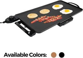 img 2 attached to 🍳 Family-Sized Electric Griddle with Cool-Touch Feature, Smokeless Non-Stick Coating, Removable Handles, Drip Tray, and Upgrade Thermostat, Ideal for Indoor/Outdoor Use; Fully Immersible and Easy to Clean - 20”x12” Dimensions