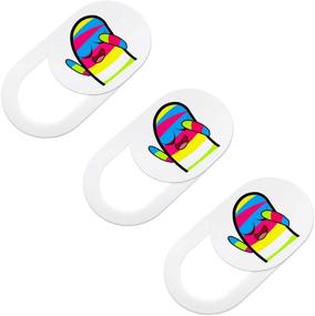 img 4 attached to 🌈 SIREG Ultra Thin Webcam Cover - Fits Laptop, Tablet, Computer, Smartphone - Privacy & Security Protector - Strong Adhesive - Rainbow People (White) - 3 Pack