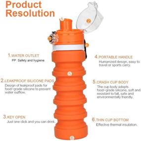 img 3 attached to Roxyon 16.9oz Foldable Silicone Water Bottle: Collapsible, Anti-Leakage, Leak-proof 🌊 Valve, Portable for Travel, Outdoor Sports - Food Grade, BPA Free