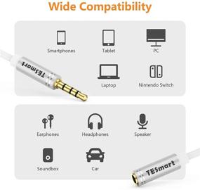 img 2 attached to 🎧 3.5mm TRRS Mic Extension Cable - TESmart Male to Female Audio Cable for Headphones, Phones, Tablets, PCs, Speakers, MP3 Players, & More (3.2ft, White)