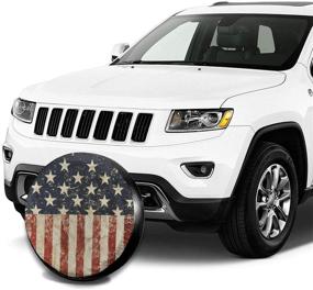 img 1 attached to American Flag Spare Tire Cover Waterproof Dust-Proof UV Sun Wheel Tire Cover Fit For Jeep