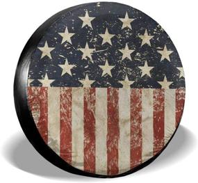 img 4 attached to American Flag Spare Tire Cover Waterproof Dust-Proof UV Sun Wheel Tire Cover Fit For Jeep