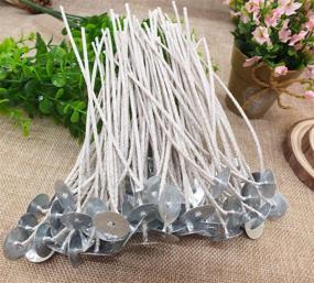 img 1 attached to Vincilee100pcs 6 inch Candle Wick: Low Smoke, Nature Cotton Wick with Metal Centering Devices - Ideal for Candle DIY and Making