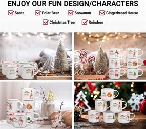 img 3 attached to 🎄 Set of 6 Large 14oz Christmas Coffee Mugs - Ideal for Gift Baskets, Ceramic Restaurant Cups - Bruntmor Holiday Theme Collection