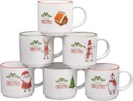 🎄 set of 6 large 14oz christmas coffee mugs - ideal for gift baskets, ceramic restaurant cups - bruntmor holiday theme collection logo