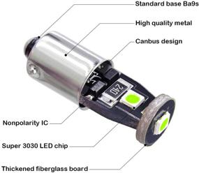 img 1 attached to Yoper BA9S 53 57 1895 64111 LED Car Canbus Light Bulb 12V Green (Pack of 10)