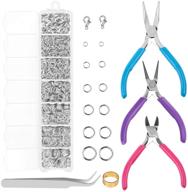 🧰 complete jewelry repair kit: 1520pcs silver jump rings and 3pcs jewelry pliers for easy jewelry making - ideal for earrings, necklaces, rings, bracelets and more! logo