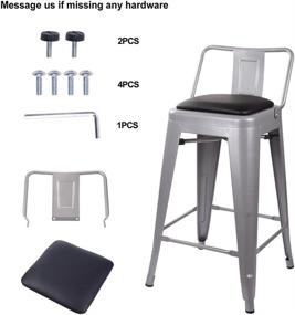 img 3 attached to 🪑 GIA 24-Inch Low Back Stool with Faux Leather Seat in Gray/Black - 1-Pack