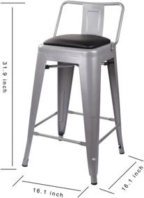 img 2 attached to 🪑 GIA 24-Inch Low Back Stool with Faux Leather Seat in Gray/Black - 1-Pack