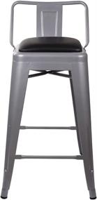 img 1 attached to 🪑 GIA 24-Inch Low Back Stool with Faux Leather Seat in Gray/Black - 1-Pack