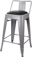 🪑 gia 24-inch low back stool with faux leather seat in gray/black - 1-pack logo