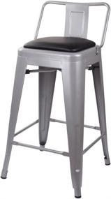 img 4 attached to 🪑 GIA 24-Inch Low Back Stool with Faux Leather Seat in Gray/Black - 1-Pack