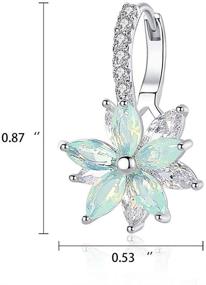 img 3 attached to CICINIO 14K Cubic Zirconia Sky Blue Rhinestone Flower Stud Earrings: Stunning Hypoallergenic Dangle Hook Earrings for Girls & Women