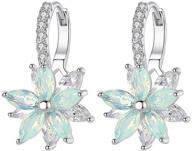 cicinio 14k cubic zirconia sky blue rhinestone flower stud earrings: stunning hypoallergenic dangle hook earrings for girls & women logo