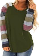 👚 stylish and comfy: kancystore women's plus size color block raglan long sleeve shirts for casual fall style logo