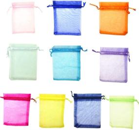 img 2 attached to 🎁 Set of 100 Assorted Color Organza Gift Bags - Drawstring Pouches for Jewelry, Candy, Wedding, Party, Christmas, Valentine's Day - Favor Gift Bags - 4 x 4.7 Inches (Multicolor)