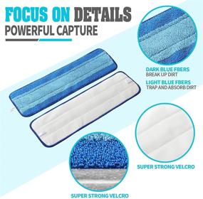 img 3 attached to Gazeer 8 Pack Microfiber Cleaning Pads - Compatible with Bona Wet & Dry Mop, 18 Inch, Replacement Cleaning Head for Hardwood Floors - Washable & Reusable