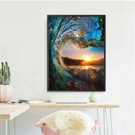 🖼️ diy 5d diamond painting kit: round full drill crystal rhinestone embroidery for home wall decoration - sea wave design (11.8"x15.8") logo