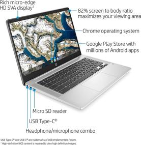 img 3 attached to HP Chromebook 14-inch HD Laptop (14a-na0010nr, Mineral Silver) - Intel Celeron N4000, 4GB RAM, 32GB eMMC, Chrome