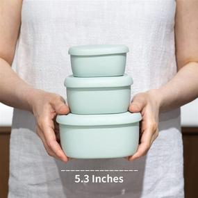 img 2 attached to 🍱 Silicone Food Storage Containers - BLUE GINKGO Reusable Airtight Containers with Lids - Lunch and Bento Boxes for Adults and Kids - Freezer, Camping, Snack Container, Baby Food Storage - Green