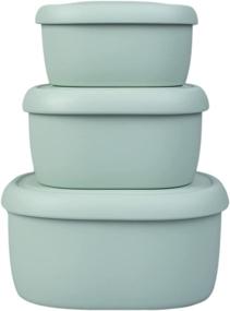 img 4 attached to 🍱 Silicone Food Storage Containers - BLUE GINKGO Reusable Airtight Containers with Lids - Lunch and Bento Boxes for Adults and Kids - Freezer, Camping, Snack Container, Baby Food Storage - Green