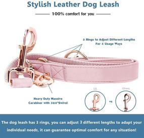 img 1 attached to 🐾 Stylish Soft Leather Dog Collar and Leash Set - Rose Gold Metal Buckle, Adjustable Lengths - Comfortable&Easy to Clean