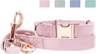 🐾 stylish soft leather dog collar and leash set - rose gold metal buckle, adjustable lengths - comfortable&easy to clean logo