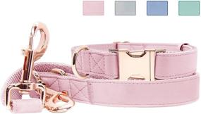 img 4 attached to 🐾 Stylish Soft Leather Dog Collar and Leash Set - Rose Gold Metal Buckle, Adjustable Lengths - Comfortable&Easy to Clean