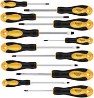 🔧 premium 12-piece magnetic screwdriver set: famistar precision machined 6 phillips + 6 flat combo - ideal for garage storage & repairing vehicles, kitchen appliances, and washers logo